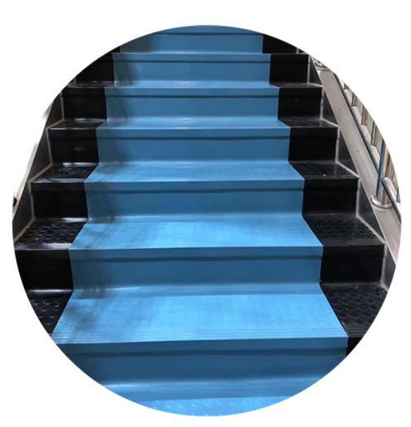 Blue rubber stairs treads